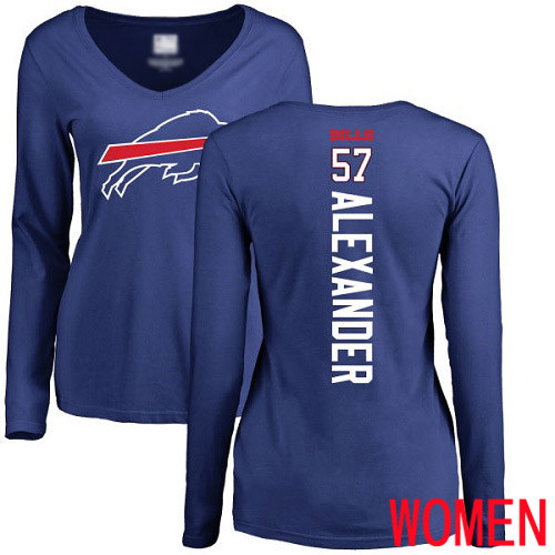 NFL Women Buffalo Bills #57 Lorenzo Alexander Royal Blue Backer Long Sleeve T Shirt->women nfl jersey->Women Jersey